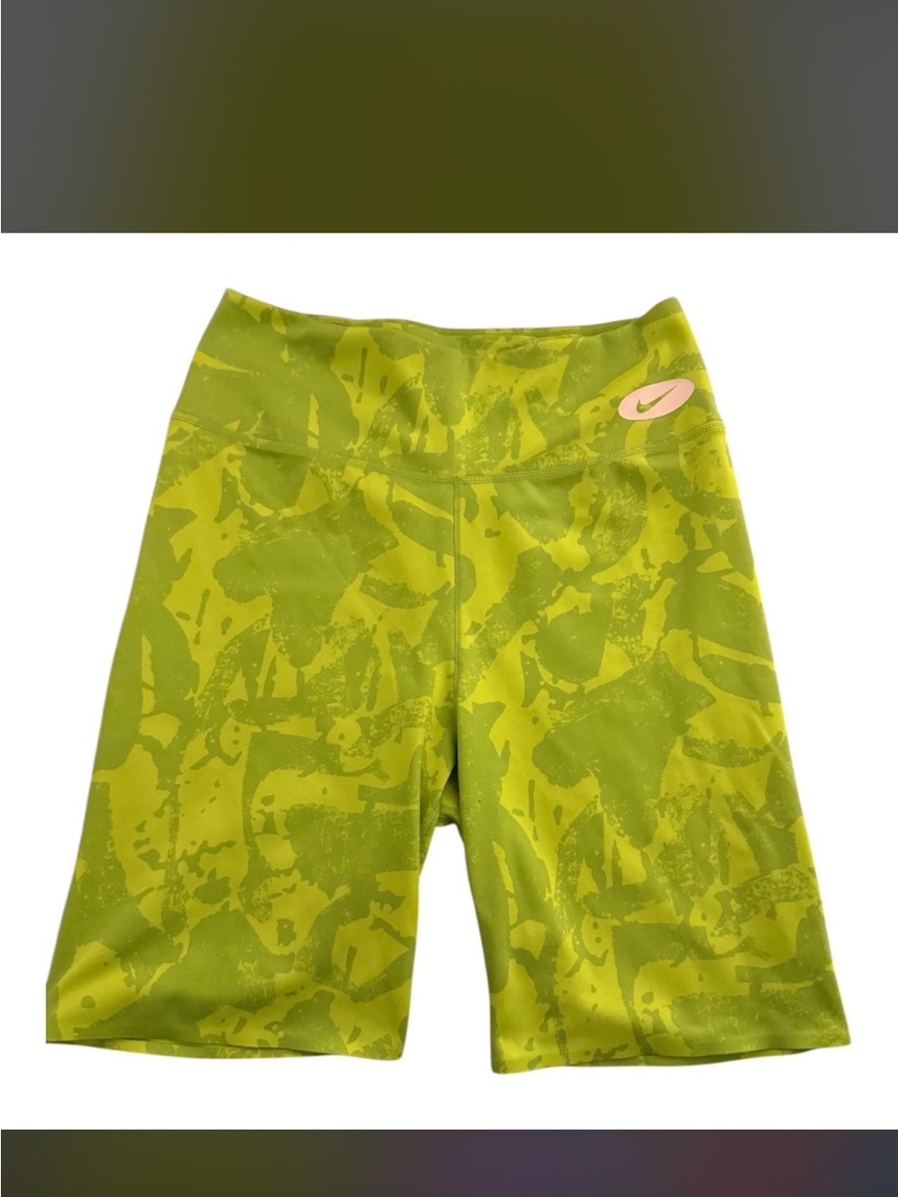 Nike Green Patterned Mid-Length Biker Shorts